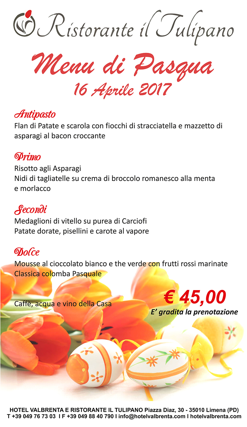 Pasqua menu hotel Padova | Hotelvalbrenta.com